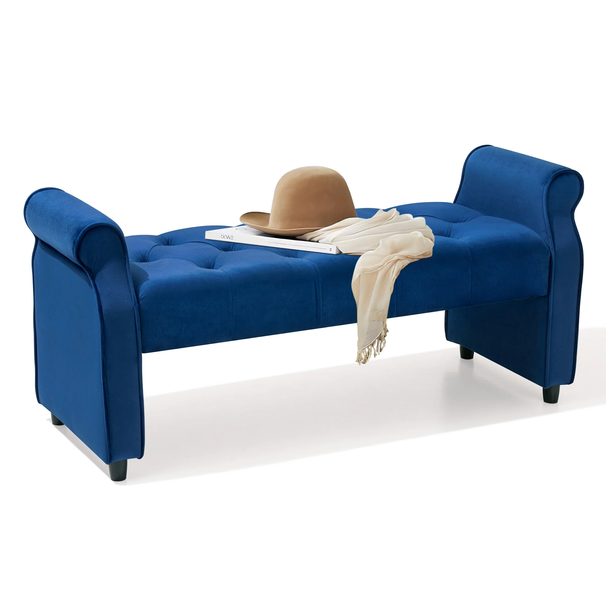 Tufted Velvet Fabric Ottoman Bench by Crestlive Products
