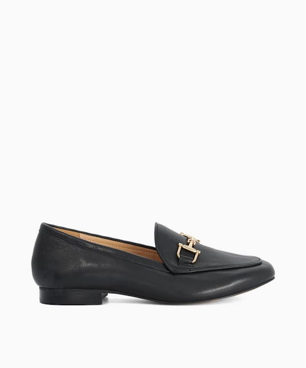 Glair Black - Wide Fit Almond Toe Buckle Detail Loafers