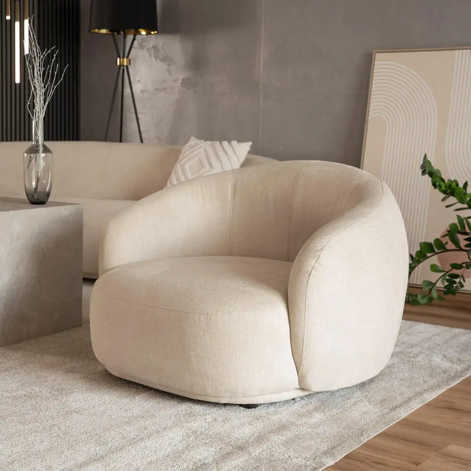 HOME DELUXE fauteuil CASARA geweven stof beige - 99 x 104 x 72 cm