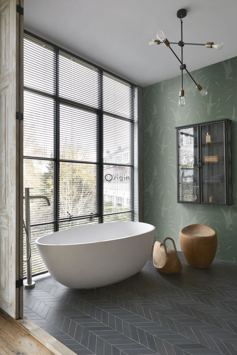 Origin Wallcoverings fotobehang bladeren met geweven structuur groen - 200 x 300 cm - 357228