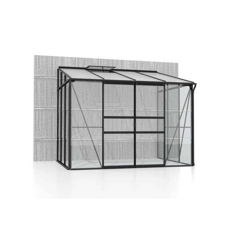 Serre adossée en verre Osiris noire 5,2 m² VITAVIA