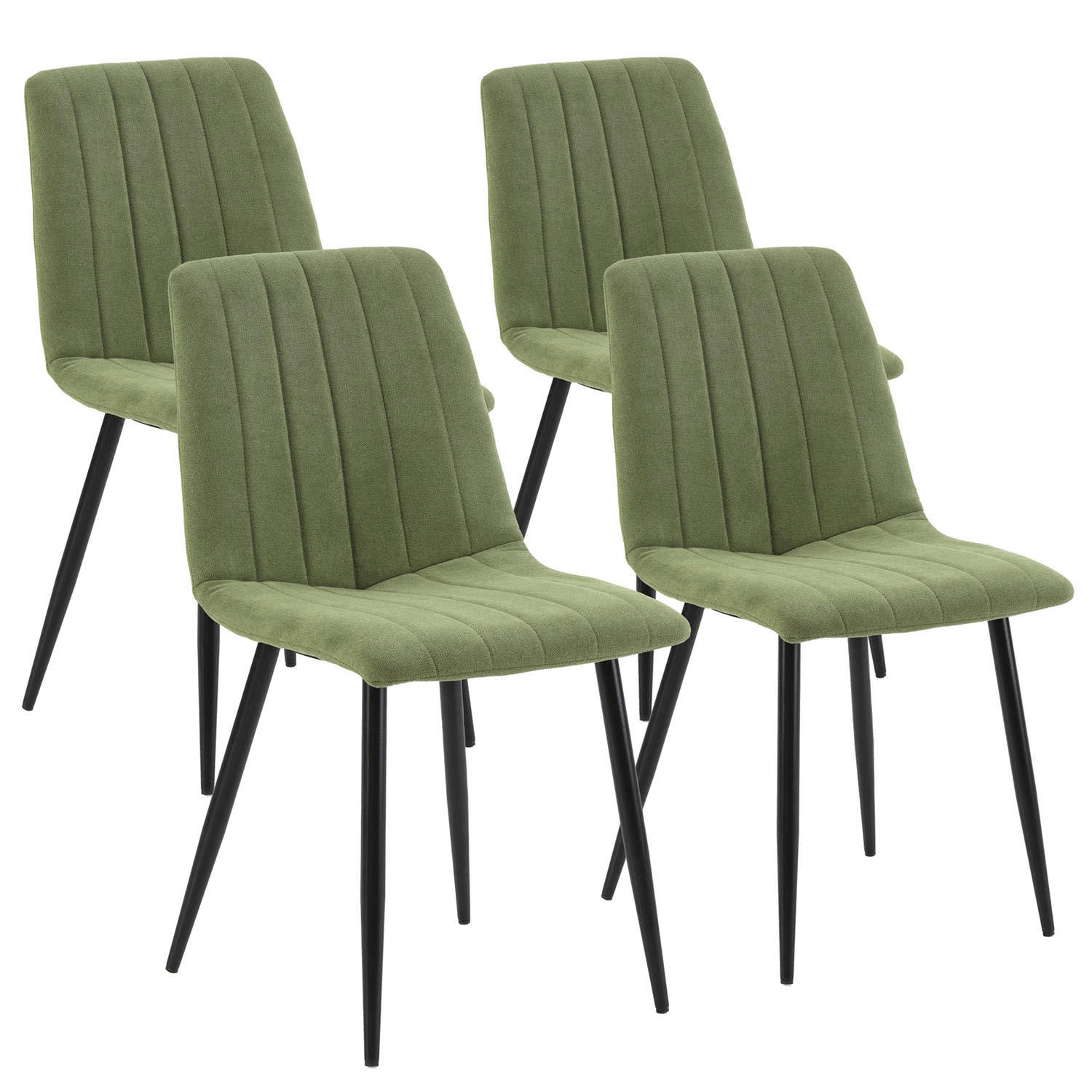 SAGI - Pack 4 chaises recouvertes de tissu vert