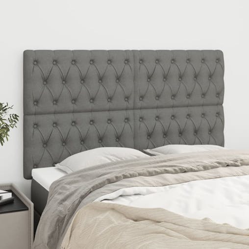 NNEVL Headboards 4 pcs Dark Grey 72x7x78/88 cm Fabric