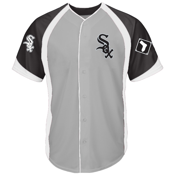 Boston Red Sox Big & Tall Colorblock Full-Snap Jersey -Gray/Navy