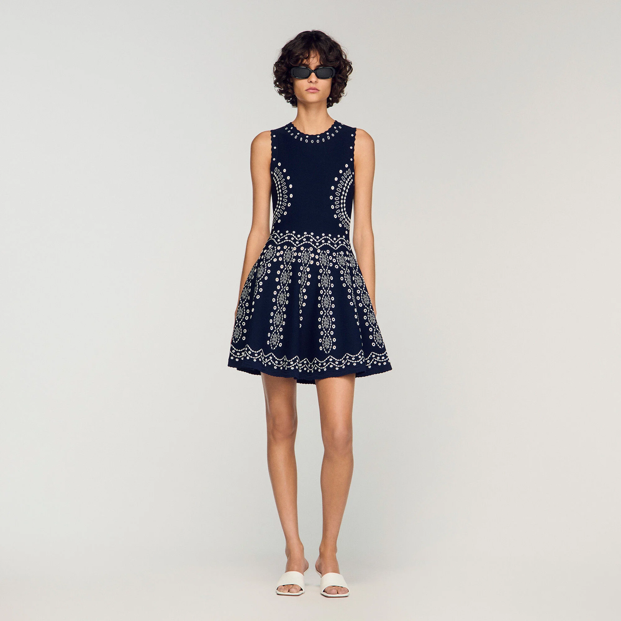 Robe courte en maille foulard