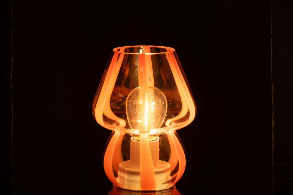 J-Line tafellamp Strepen - glas - transparant/oranje - small