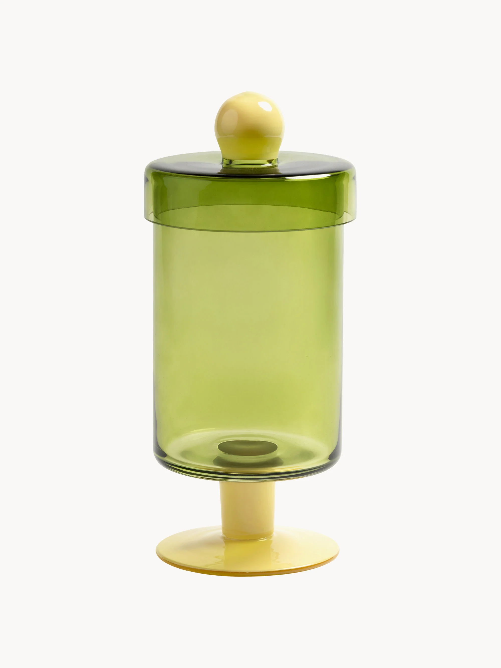 Handgefertigte hohe Glas-Aufbewahrungsdose Duo