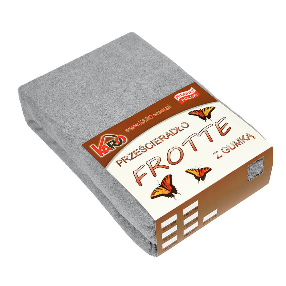 Prześcieradło frotte z gumką 60x120 szare 060 KARO