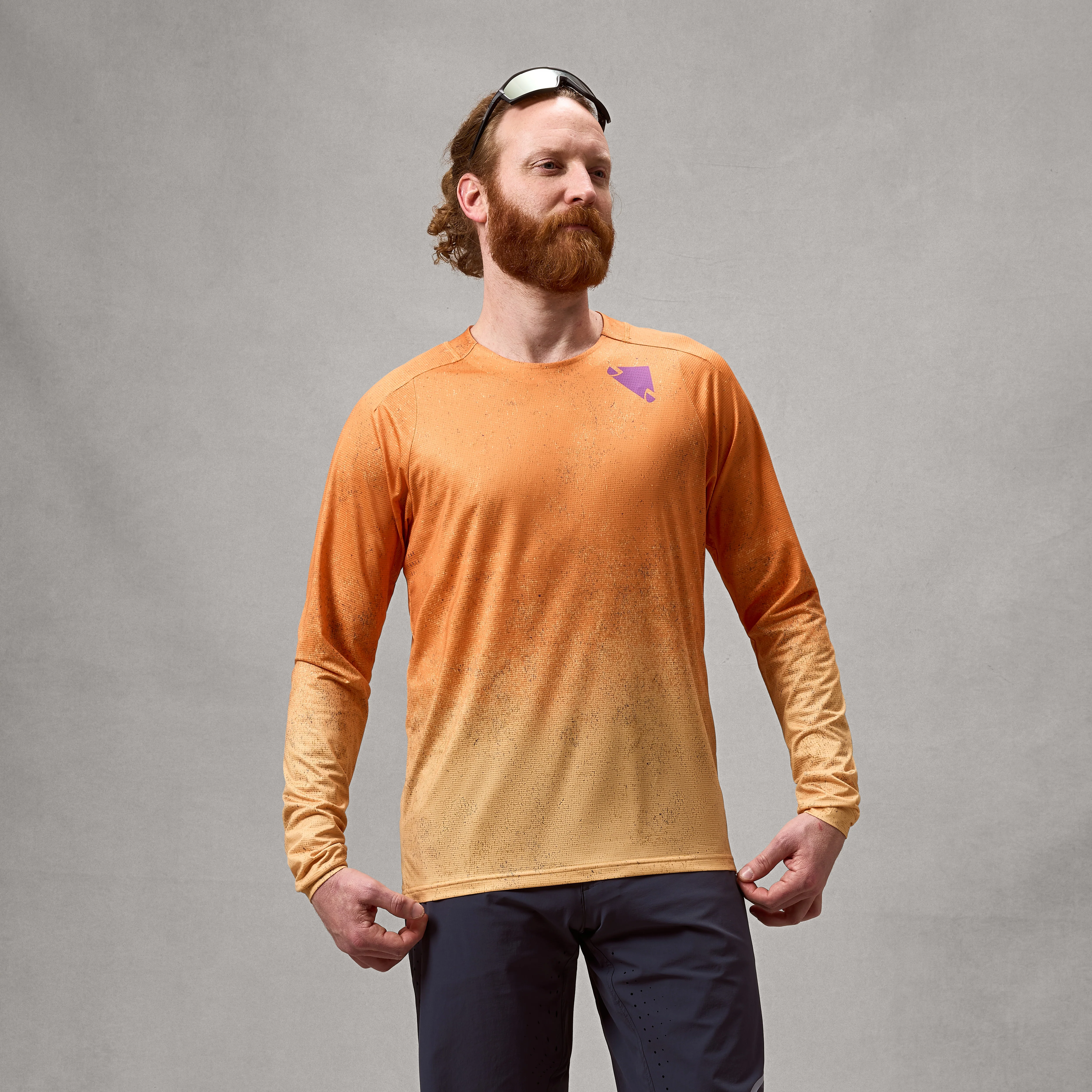 Men's SingleTrack L/S Print Tee - Endura Orange