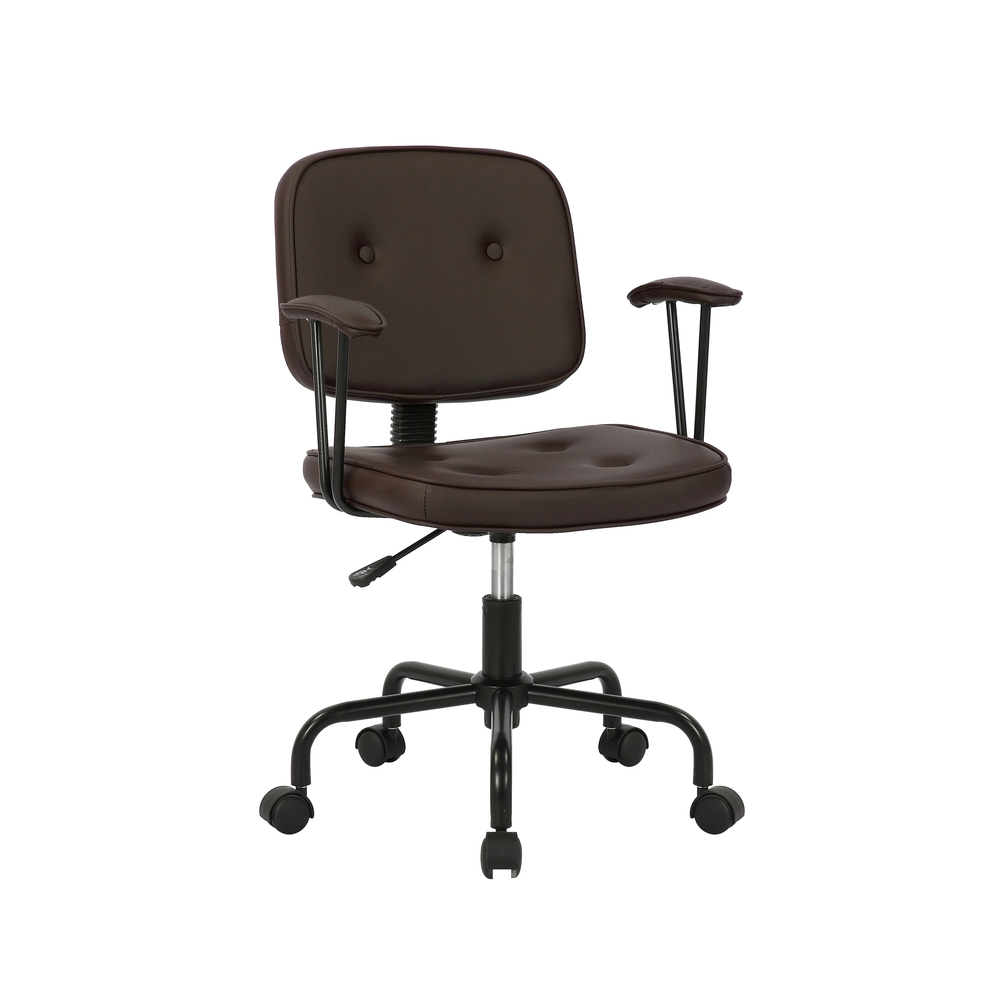 Porthos Home Dario Swivel Office Chair, PU Leather, Roller Metal Base