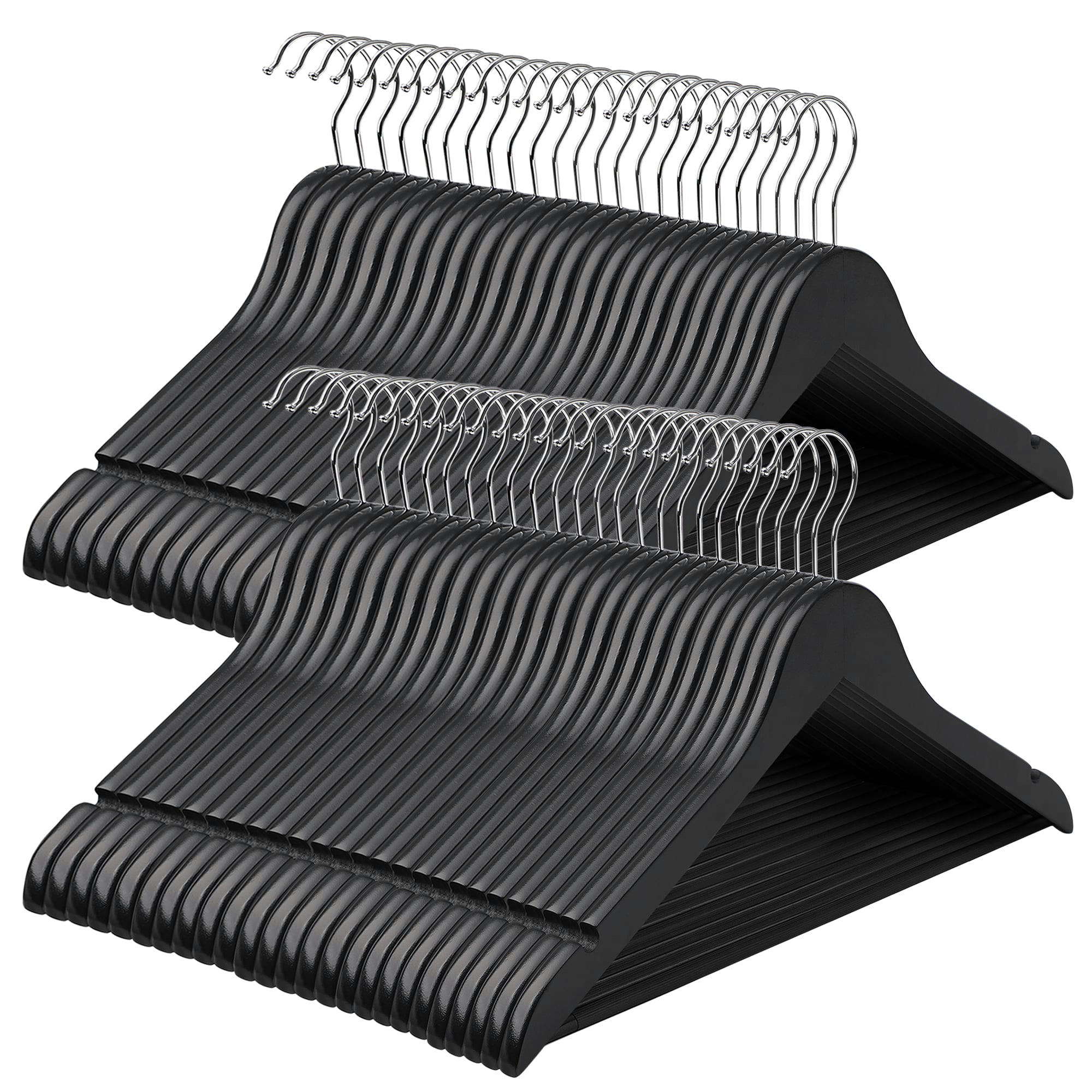 - Cintres antiglisse en bois noir et argent lot de 50