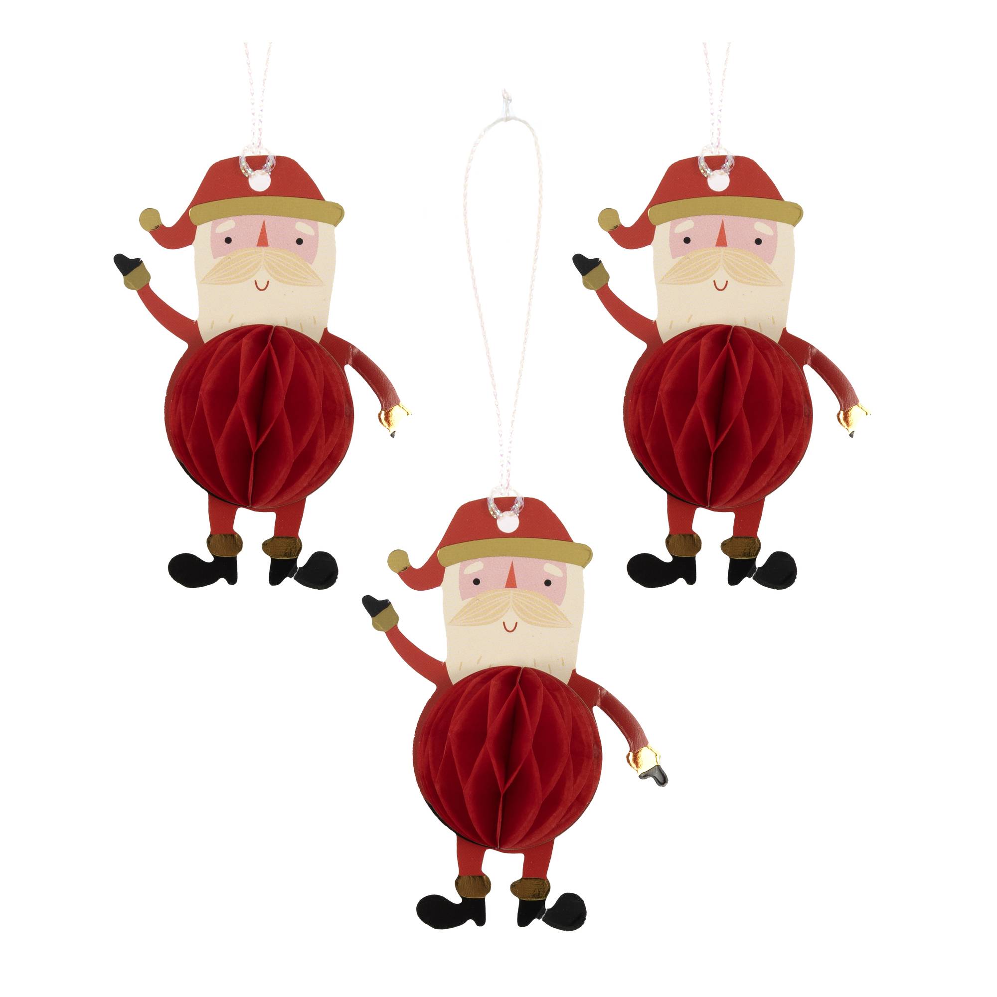 Mini Santa Honeycomb Tags 3 Pack