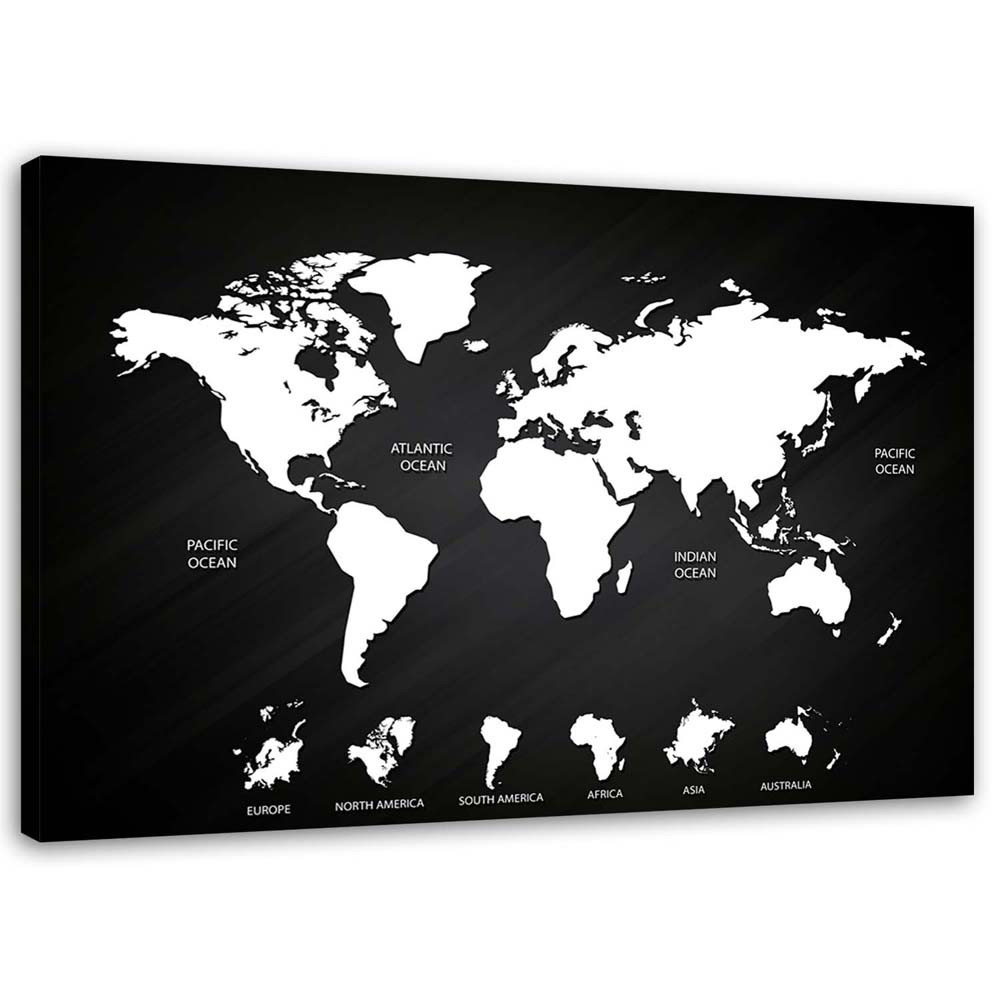 Feeby Obraz na płótnie Mapa świata czarno biała 60x40