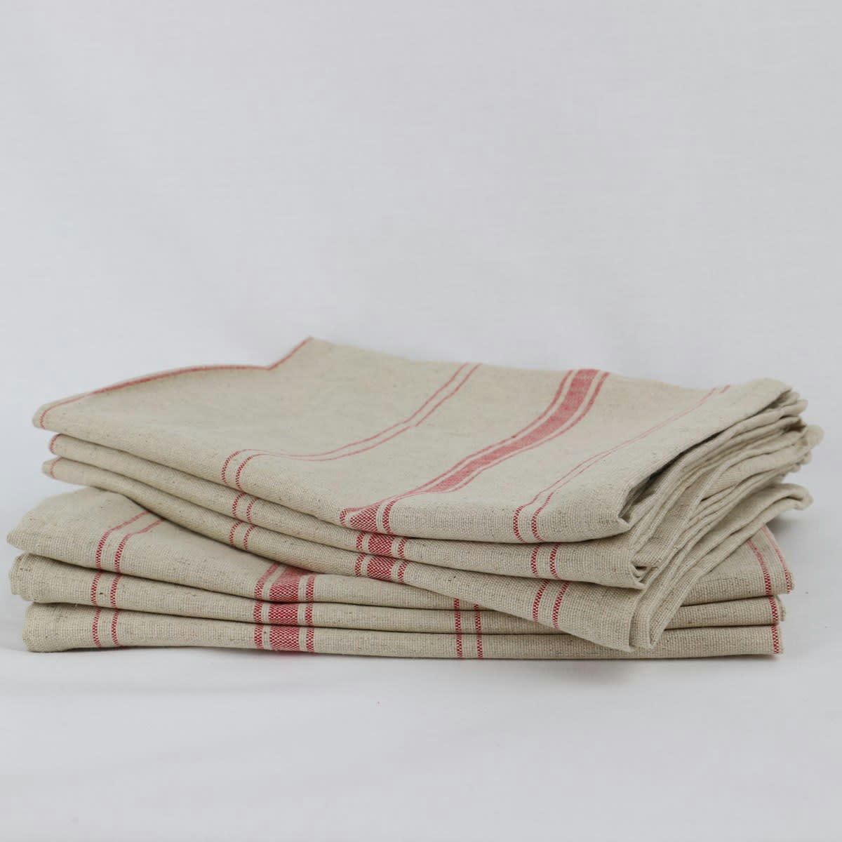 BRASSERIE - Lot de 6 Torchons en Lin Rouge