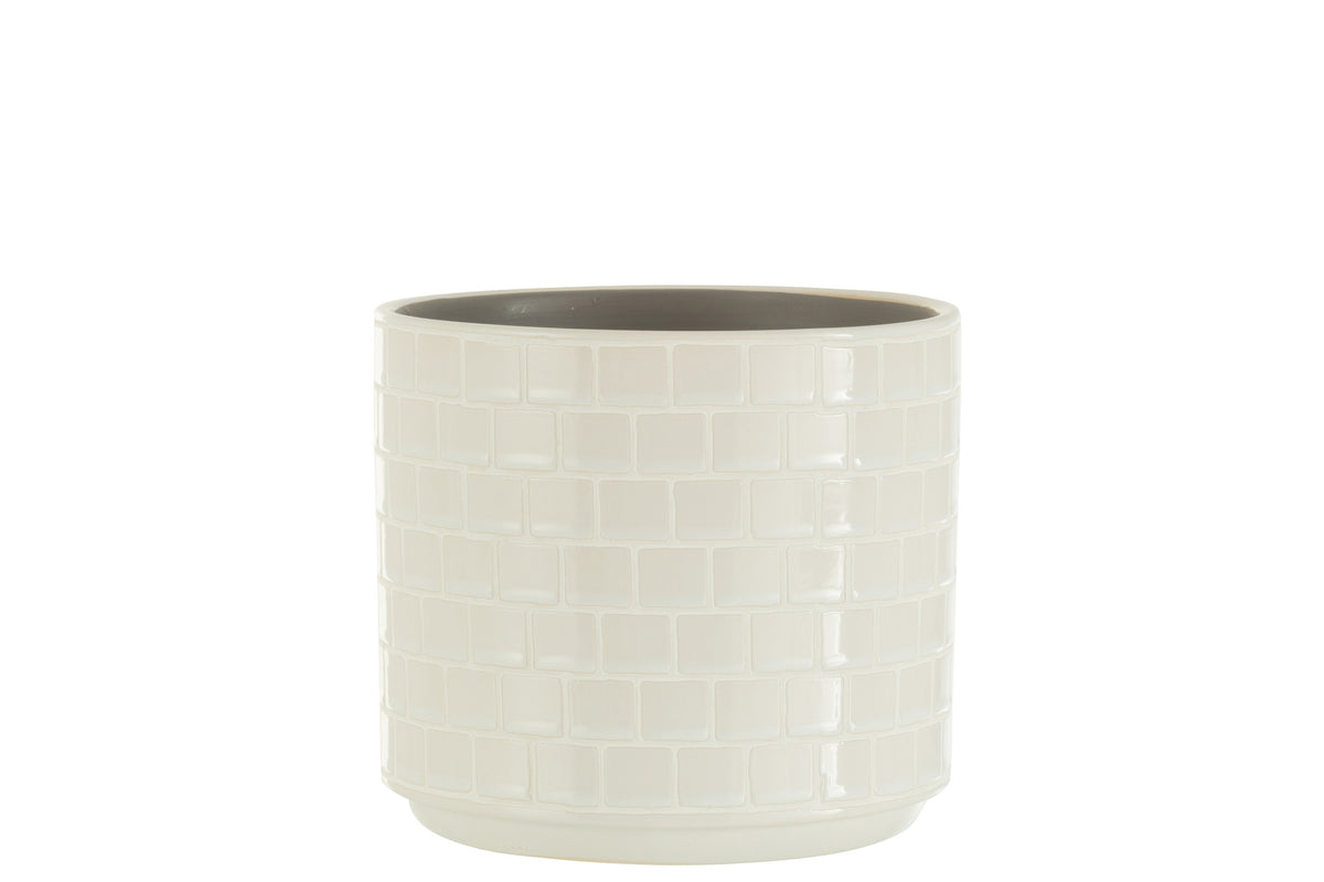 J-Line bloempot Blinkend - keramiek - wit - large - Ø 17 cm