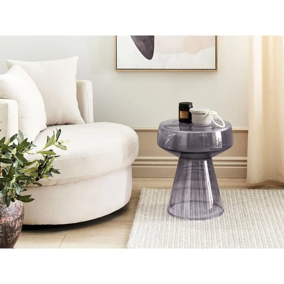 LAGUNA - Bijzettafel - Grijs - Glas