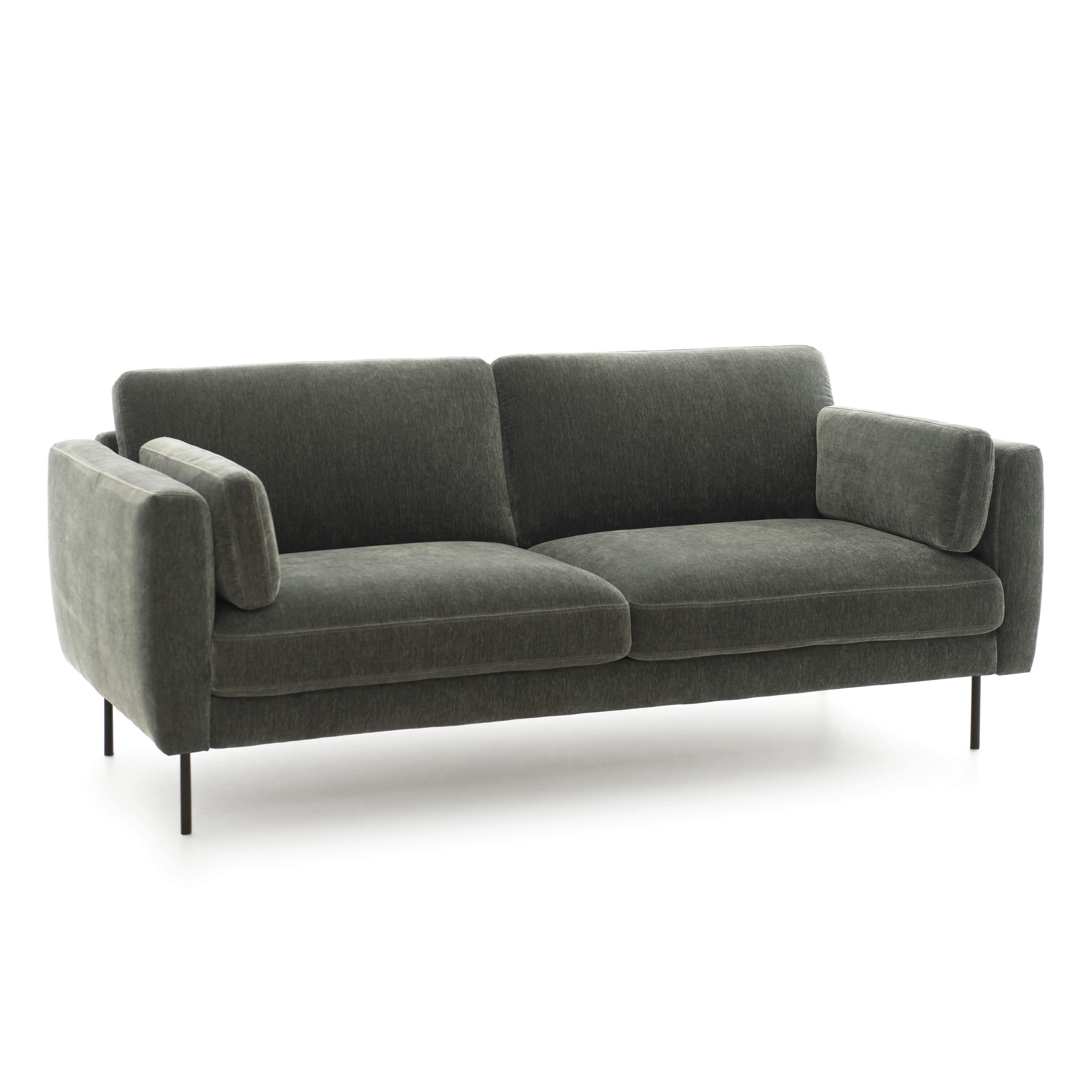 LARS - Canapé en velours 3 places vert gris