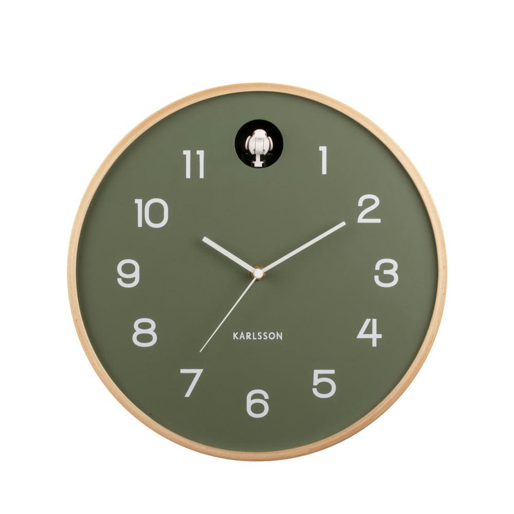 NATURAL CUCKOO - Horloge murale ronde D31,5cm vert