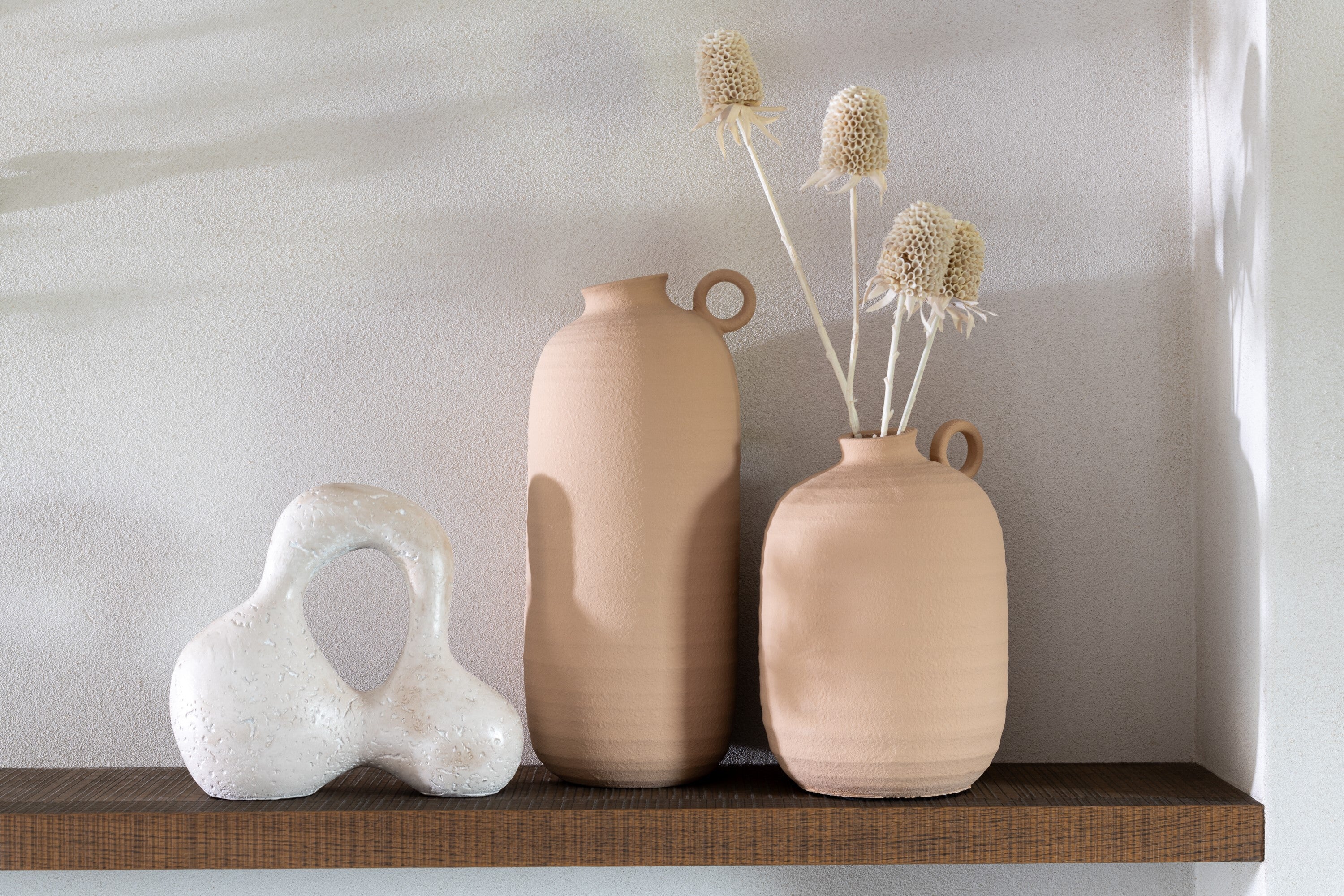 J-Line decoratie Abstract Olina - keramiek - creme - small