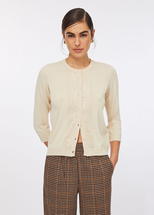 Cardigan con dettagli in pizzo
