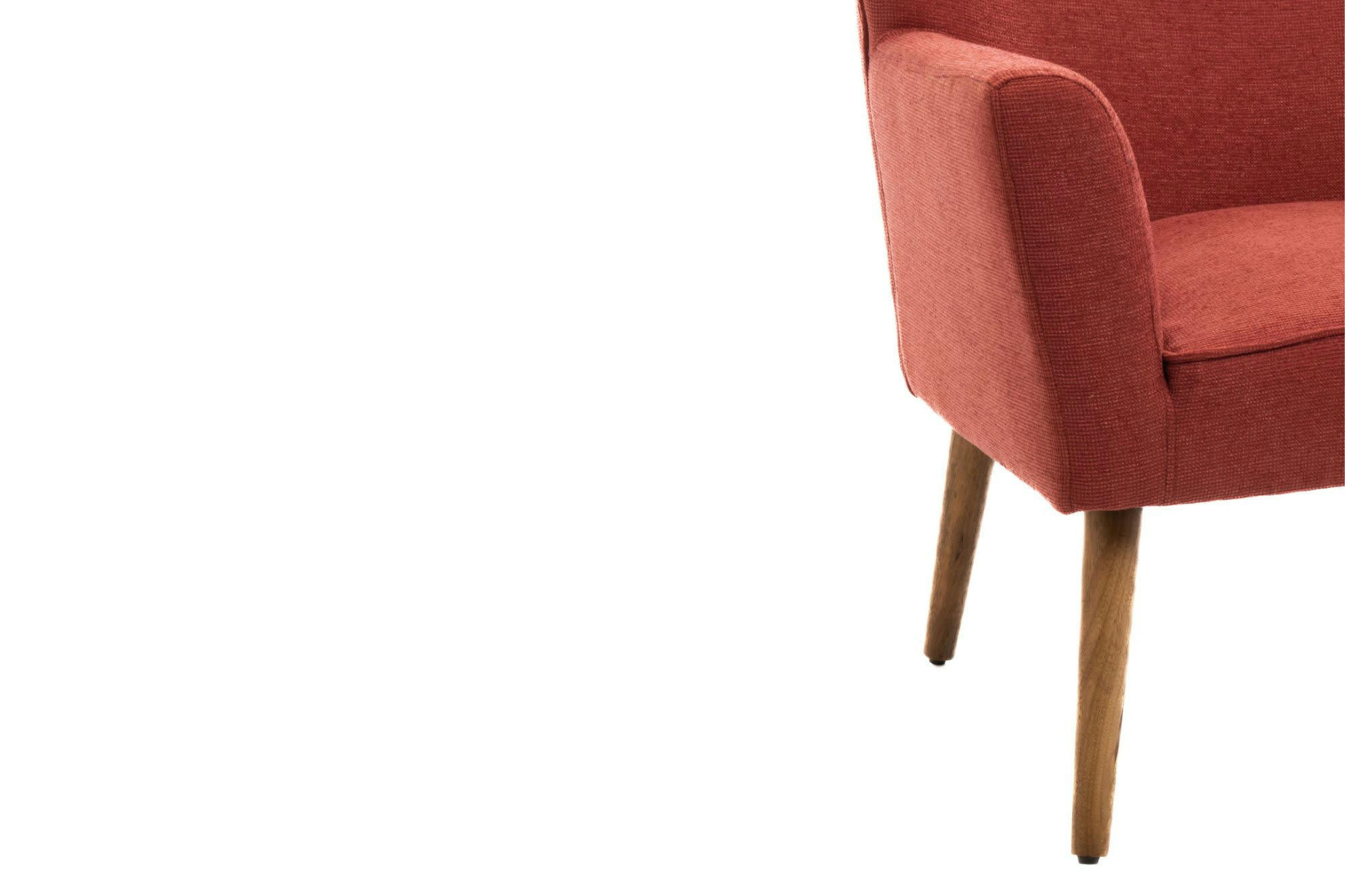 HERON - Fauteuil à accoudoirs en tissu uni et pieds en bois