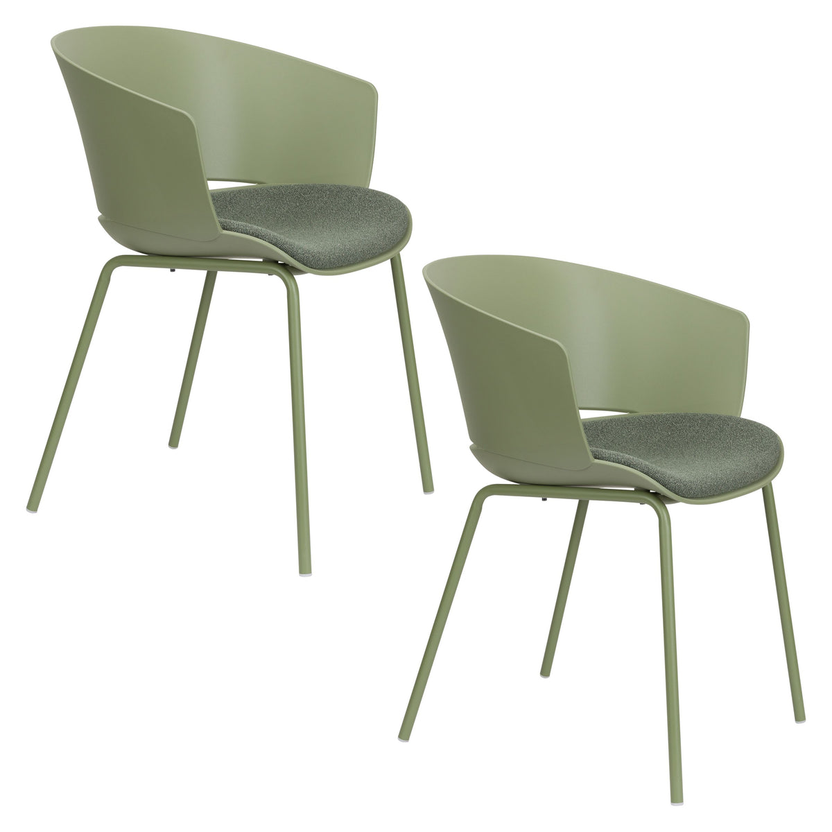 Housecraft Living Jessica Eetkamerstoelen Armleuning Groen - Set van 4