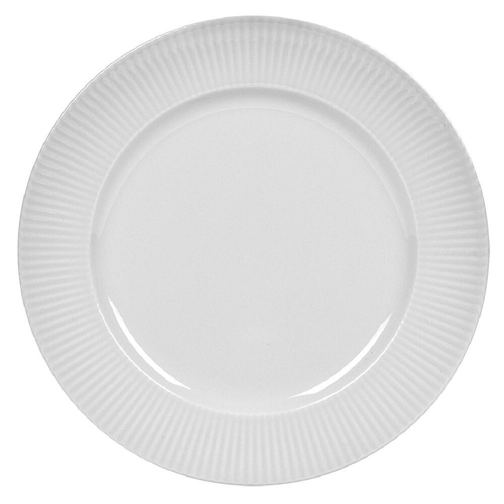 Assiette plate ronde contour strié gris perle Ø27cm