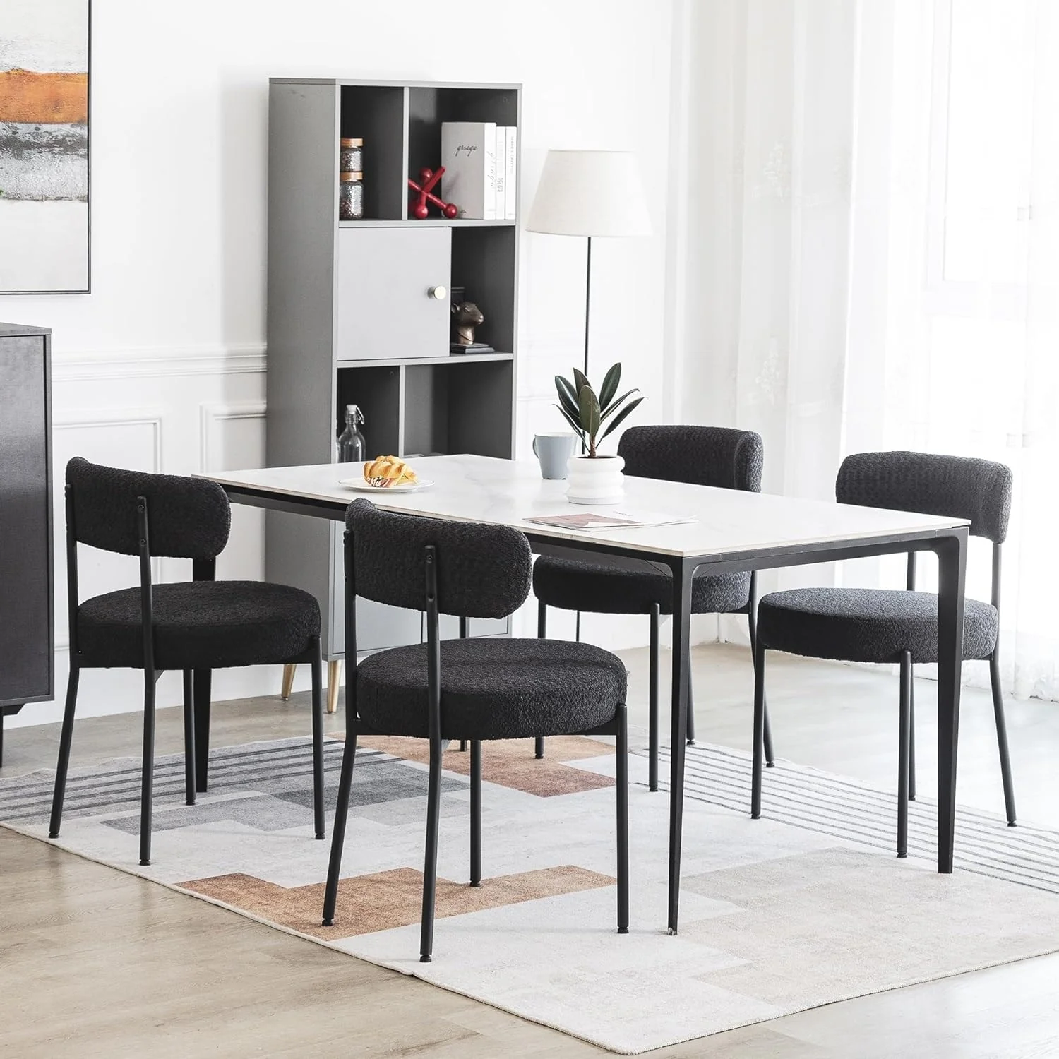 XINMICS Dining Chairs Set of 2/4/6, Mid Century Modern Upholstered Boucle Kitchen Dining Room Chairs