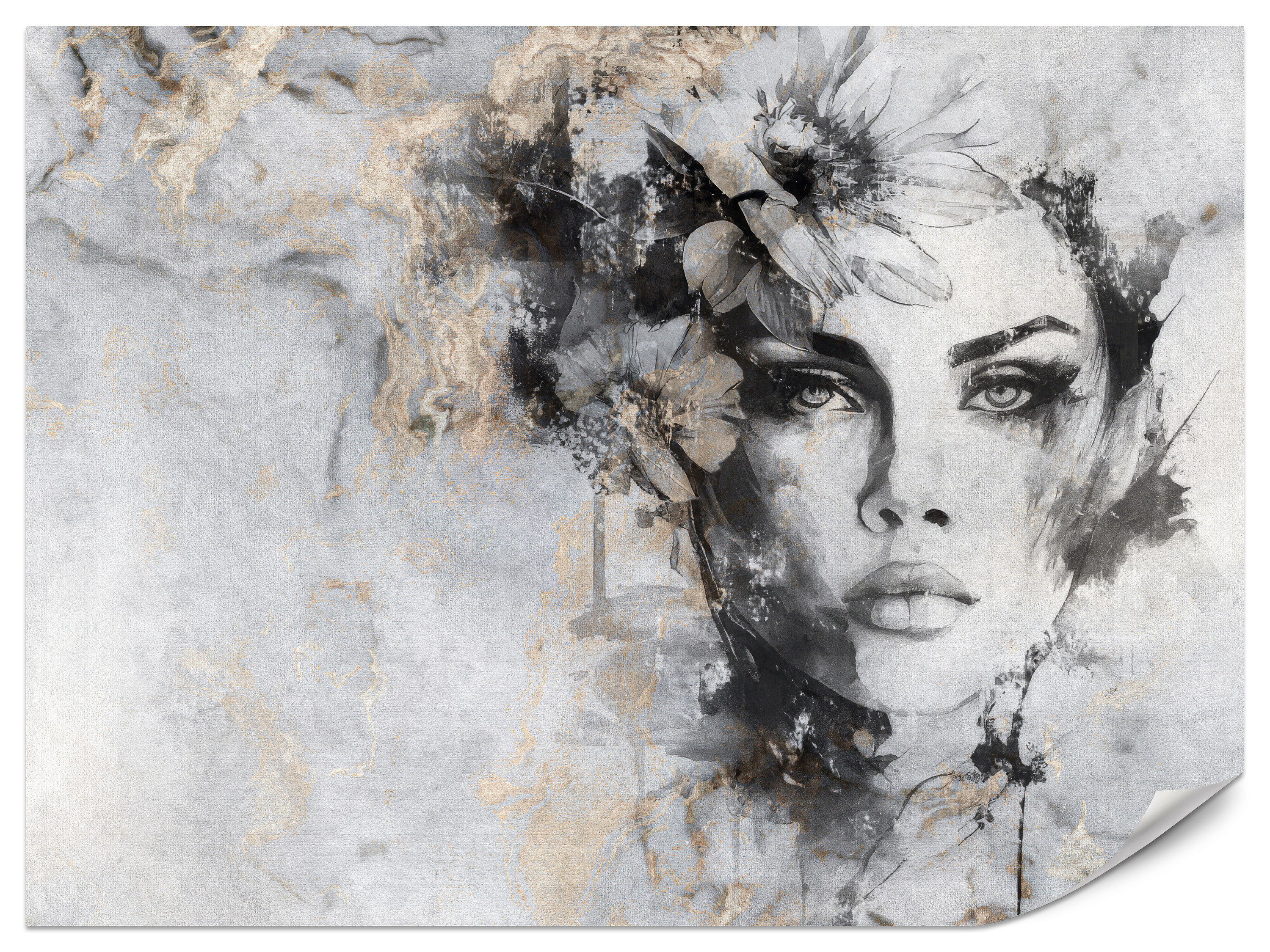 Fototapeta Piękny portret kobiety na betonie V2 150x105cm