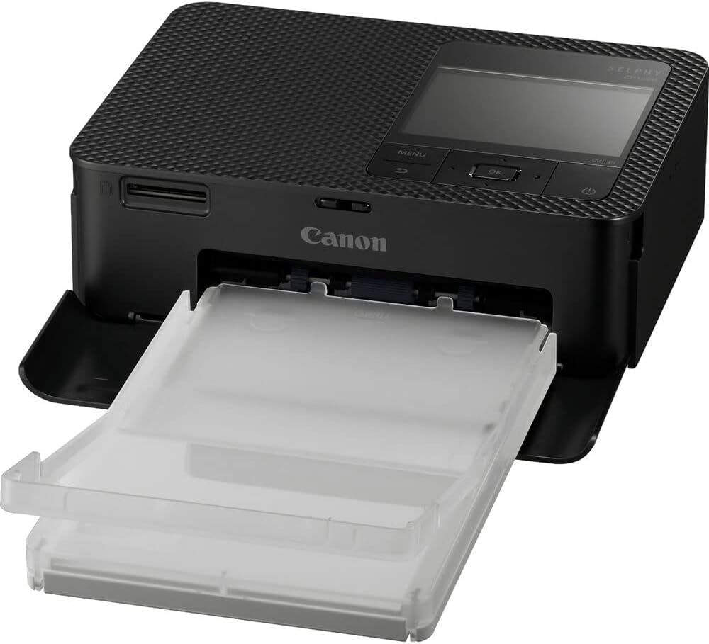 Canon SELPHY CP1500 Compact Photo Printer | Black with 2 x KP-108IN Color Ink and Paper Set (3 Items)