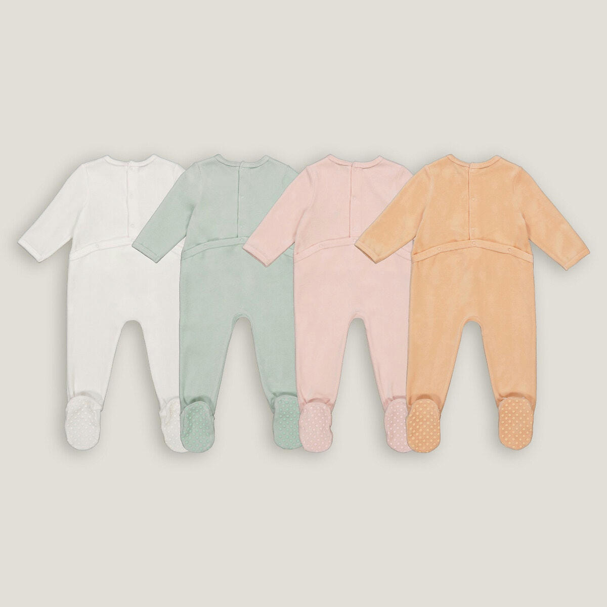 Lot de 4 pyjamas 1 pièce velours, imprimé nuage