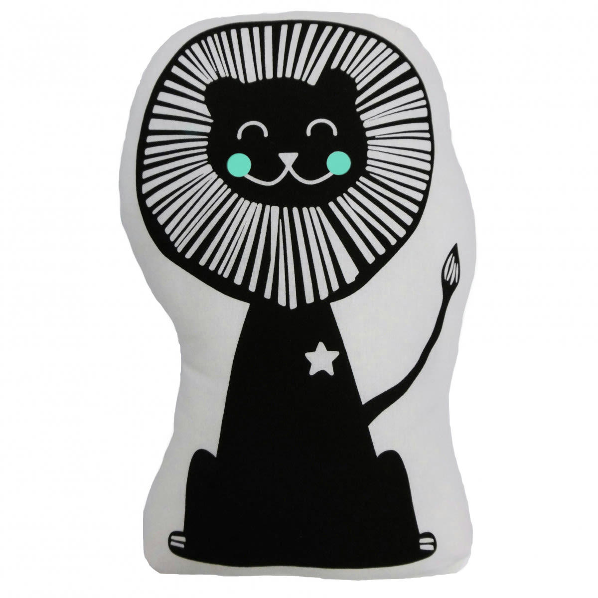 KIDS - Coussin coton blanc avec lion noir 36x25cm