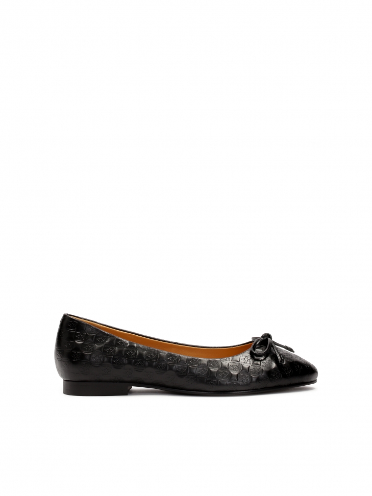 Black ballerinas with embossed monogram KAZAR