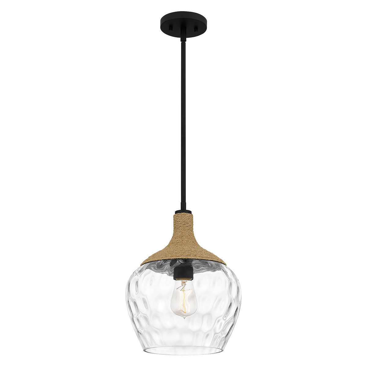 Lampa wisząca matowy czarno-przezroczysty-beżowa ROYER 1xE27x60W Quoizel