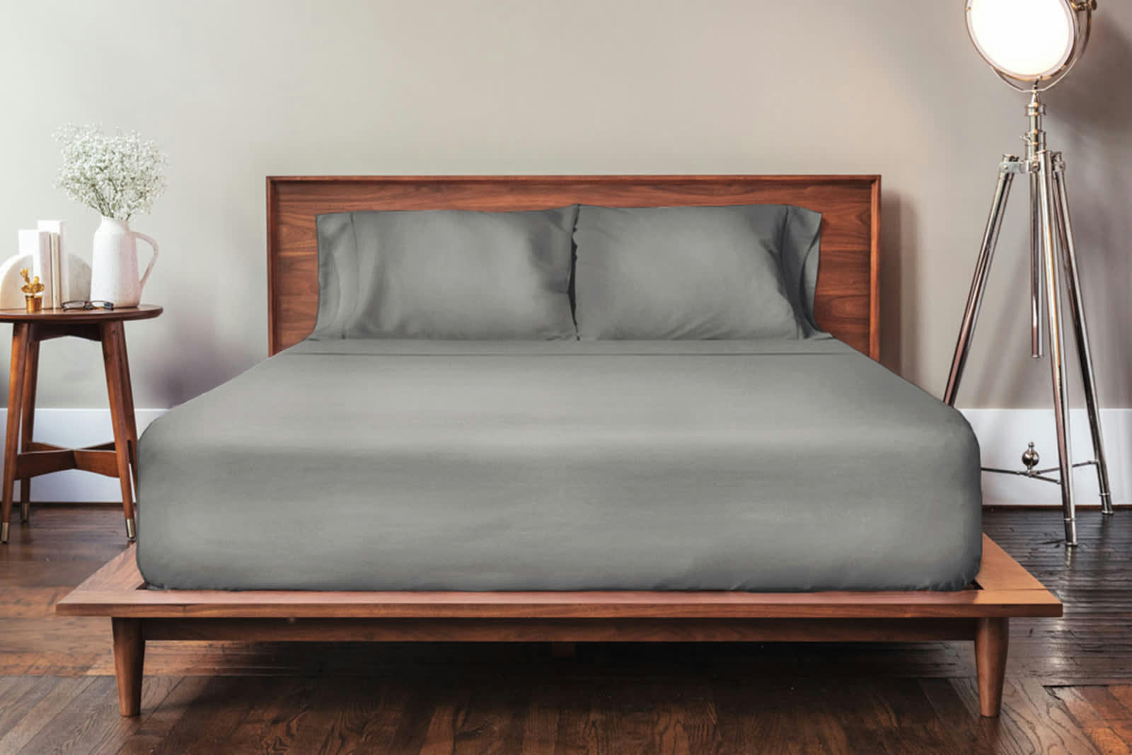 - Parure de lit Microfibre 140 x 200 cm Gris Foncé