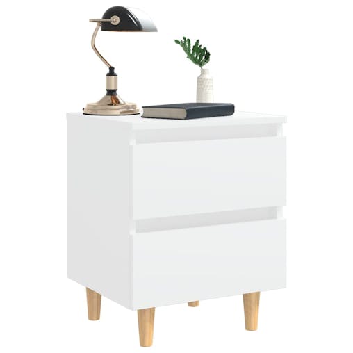 NNEVL Bed Cabinets with Solid Pinewood Legs 2 pcs White 40x35x50 cm