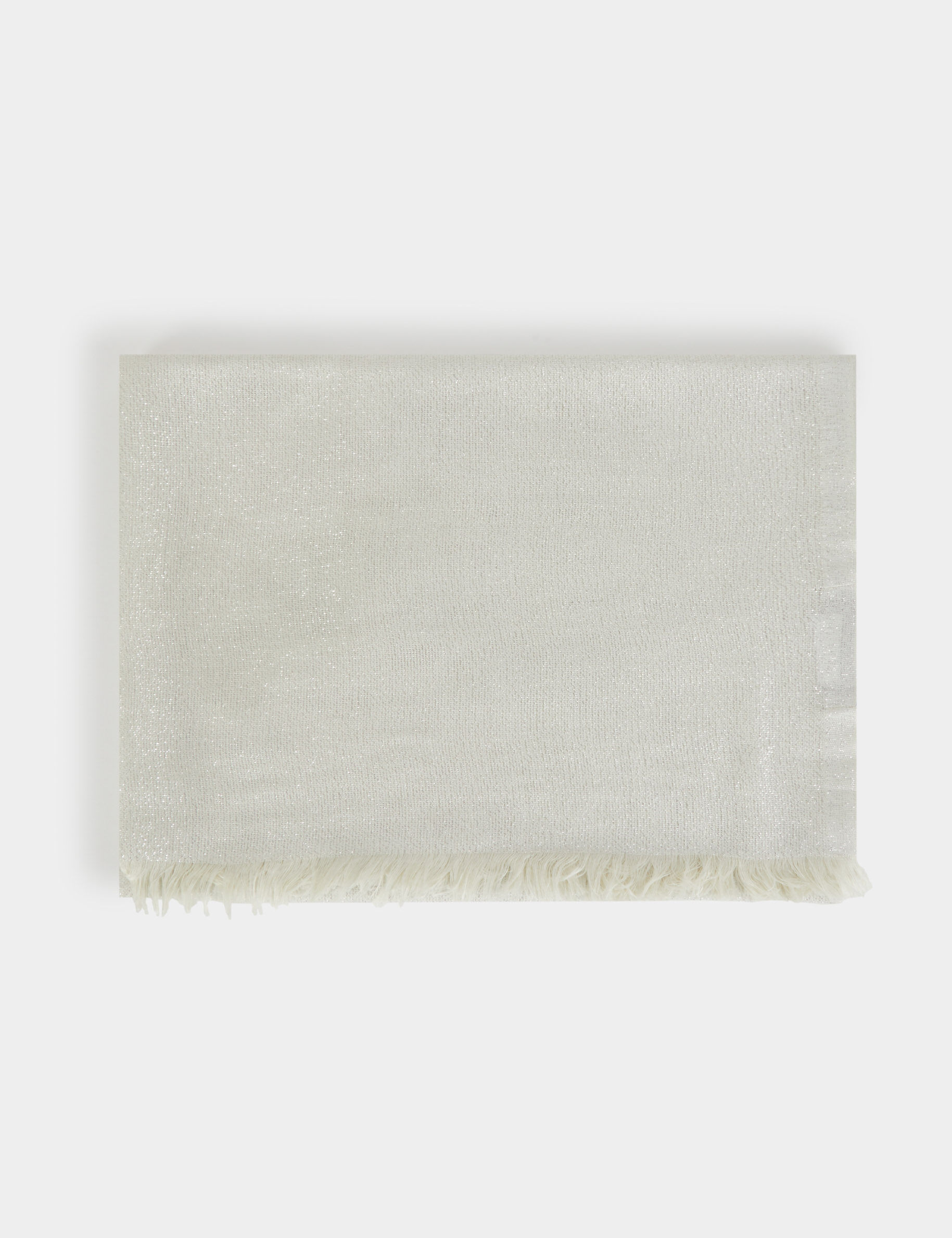 Metallic Thread Scarf Ivory Women