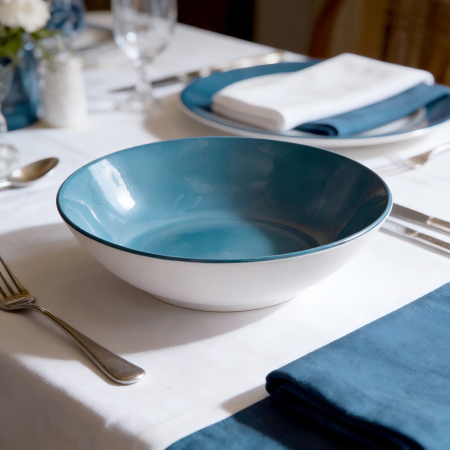 Piatto fondo blu porcellana Mix e Match