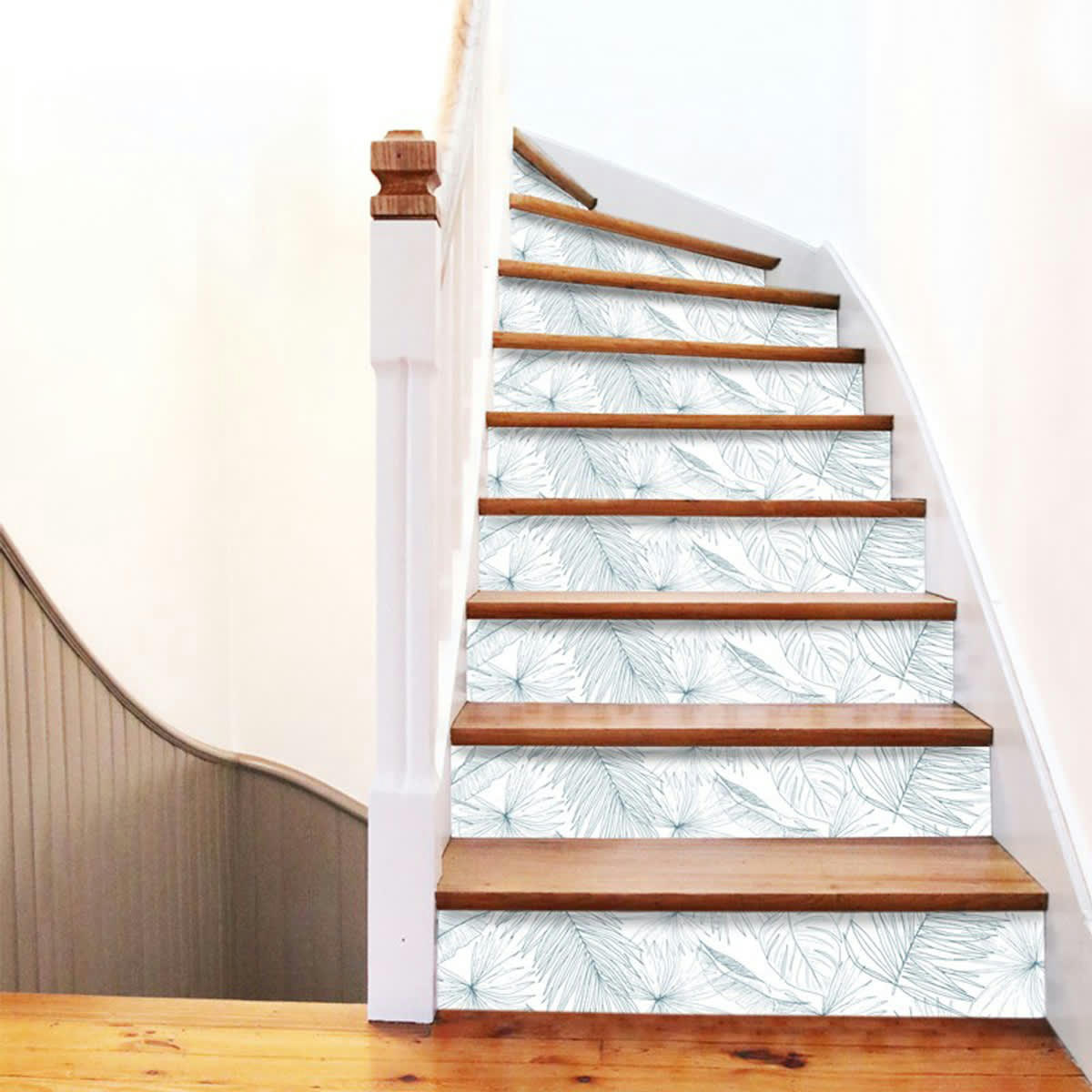 LAKAN - Lot de 5 Contremarches MIX H 15xL100cm Bleu Feuillage