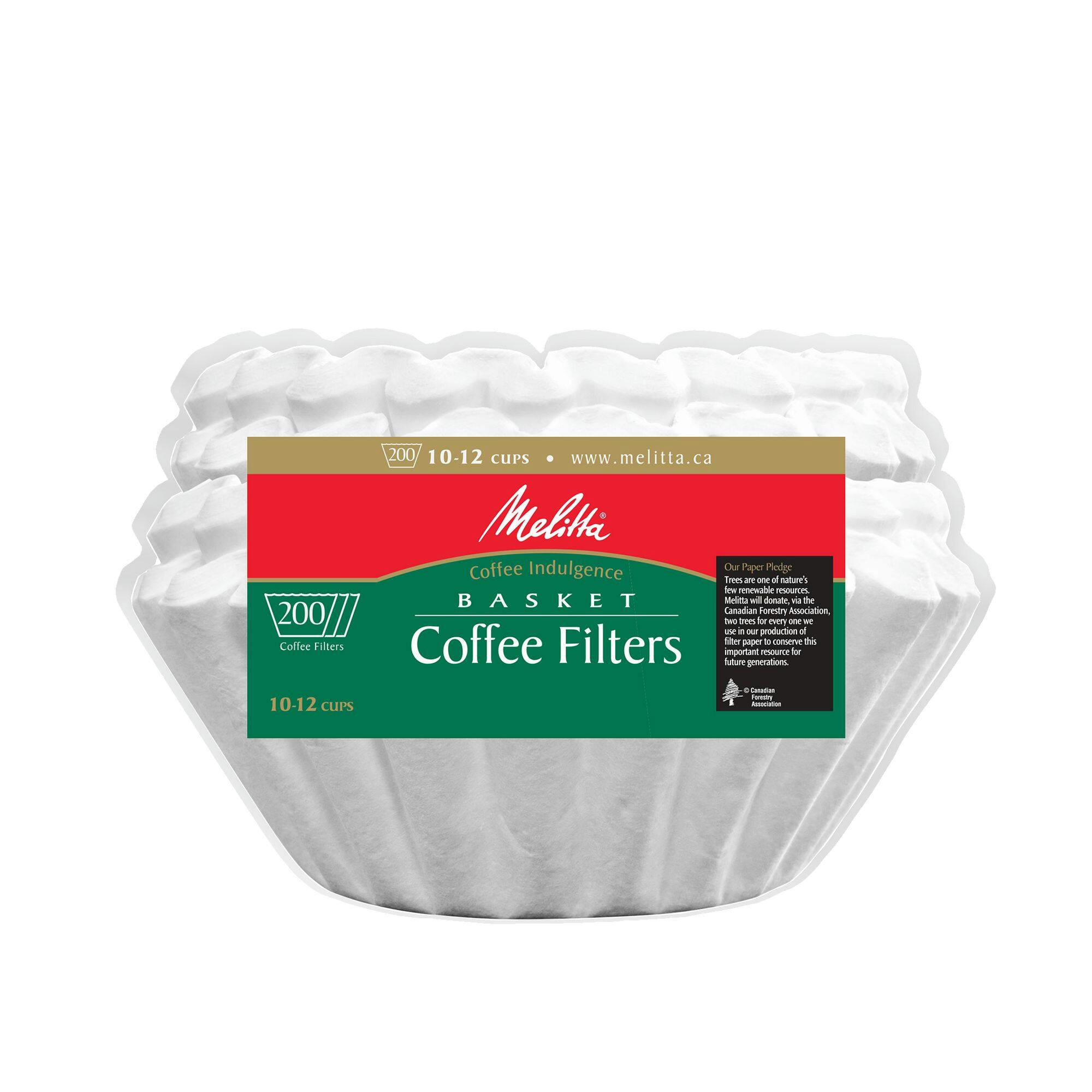 Melitta Large Basket Coffee Filters, 10-12 Cups, White, 200-pk