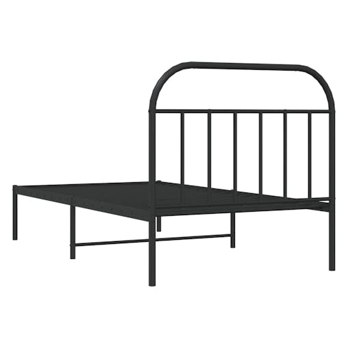 NNEVL Metal Bed Frame with Headboard Black 107x203 cm