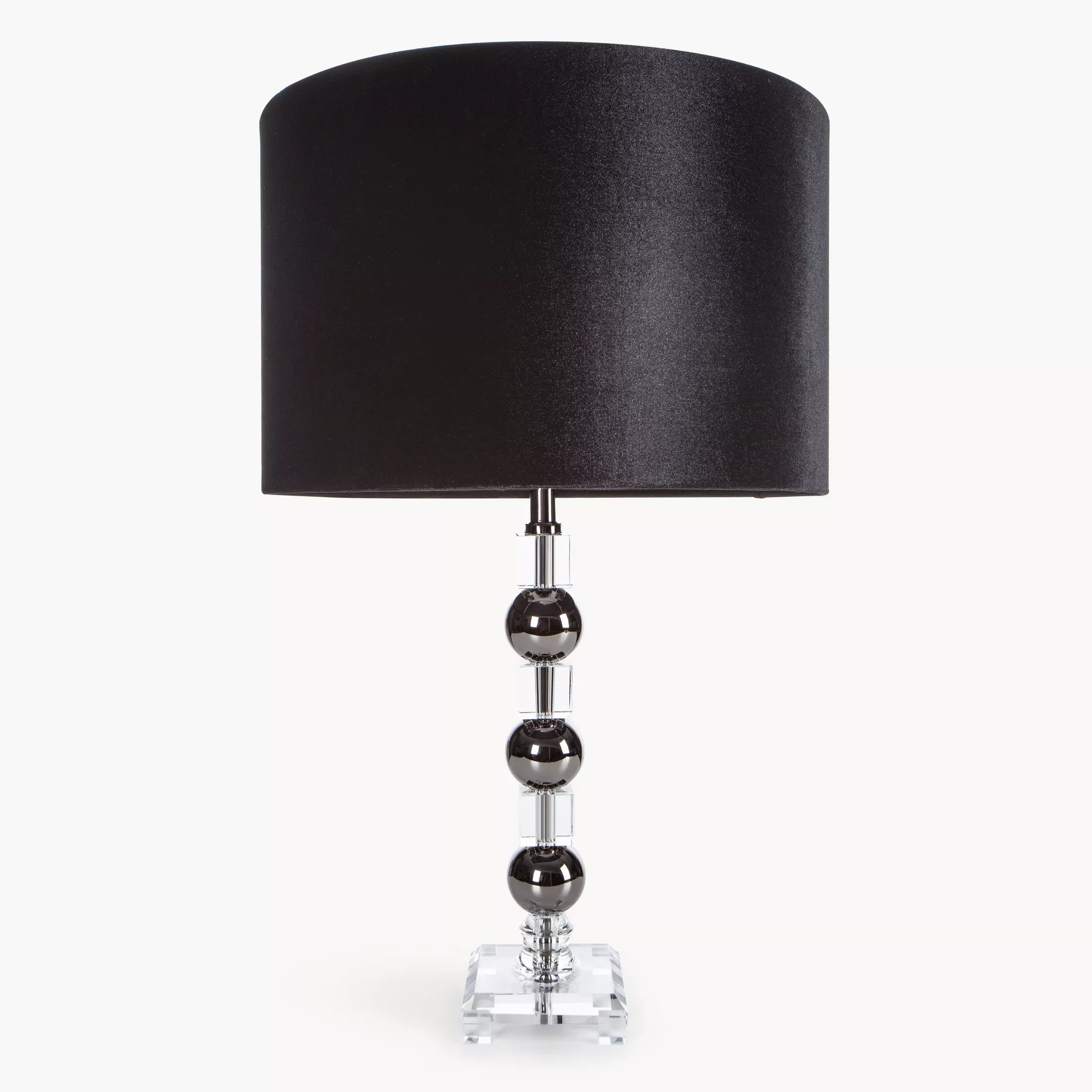 Lampa stołowa czarna NIKOL z szklaną podstawą i welwetowym abażurem