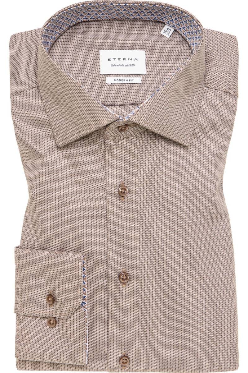 ETERNA Modern Fit Hemd dunkelbraun, Strukturiert
