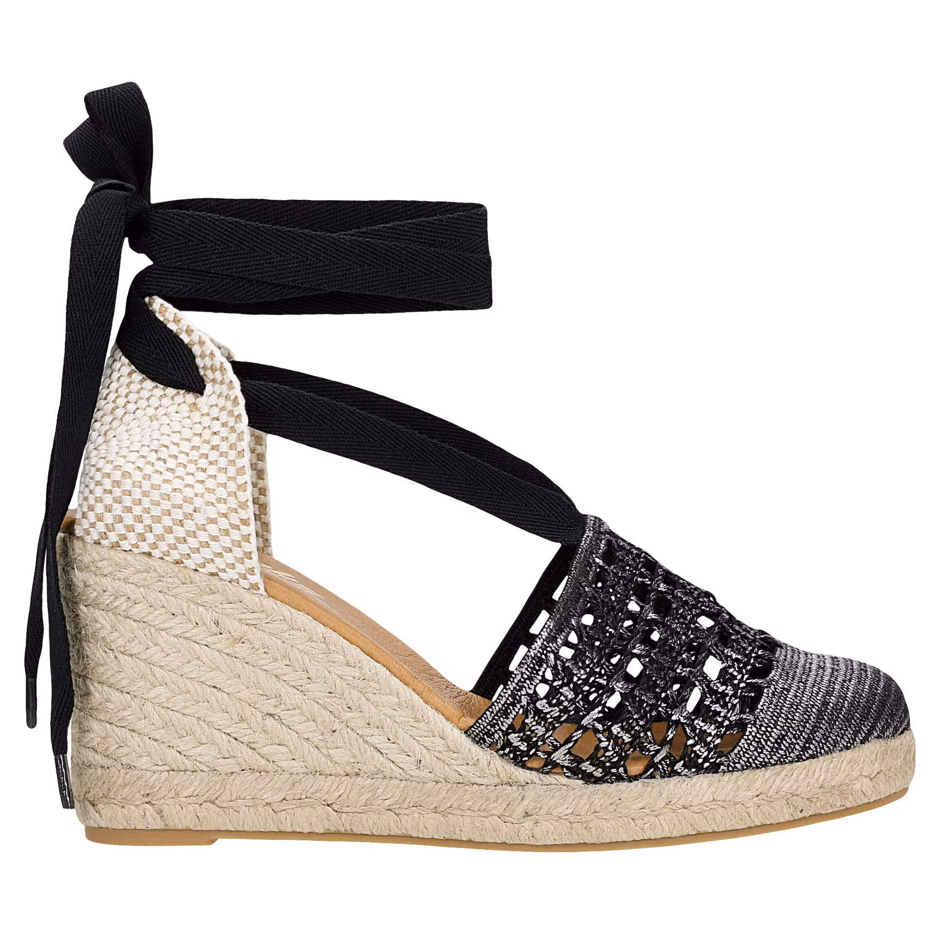 RELAKS boho sandały na koturnie w stylu espadryli z wiązaniem na kostce