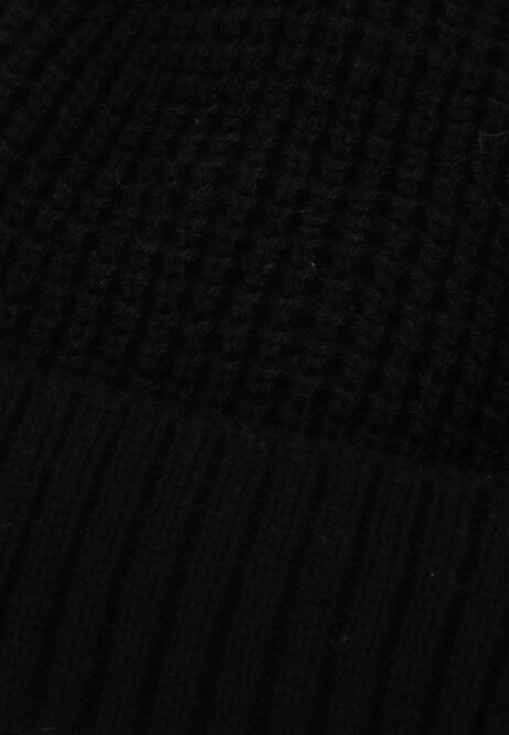 Mens Black Thermal Waffle Beanie Hat