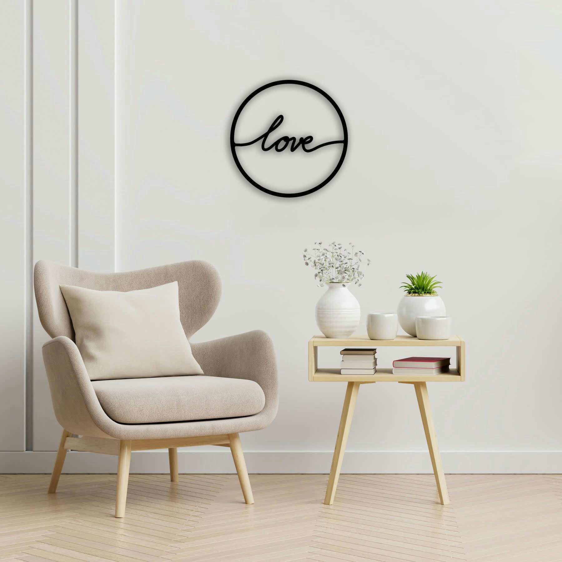 - Déco murale love en métal noir 45x45 cm