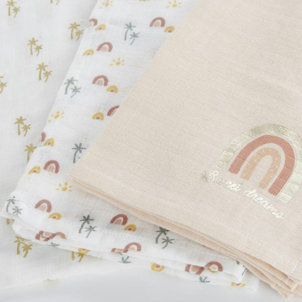 MALAGA - Langes bébé en coton multicolore imprimé (x3)