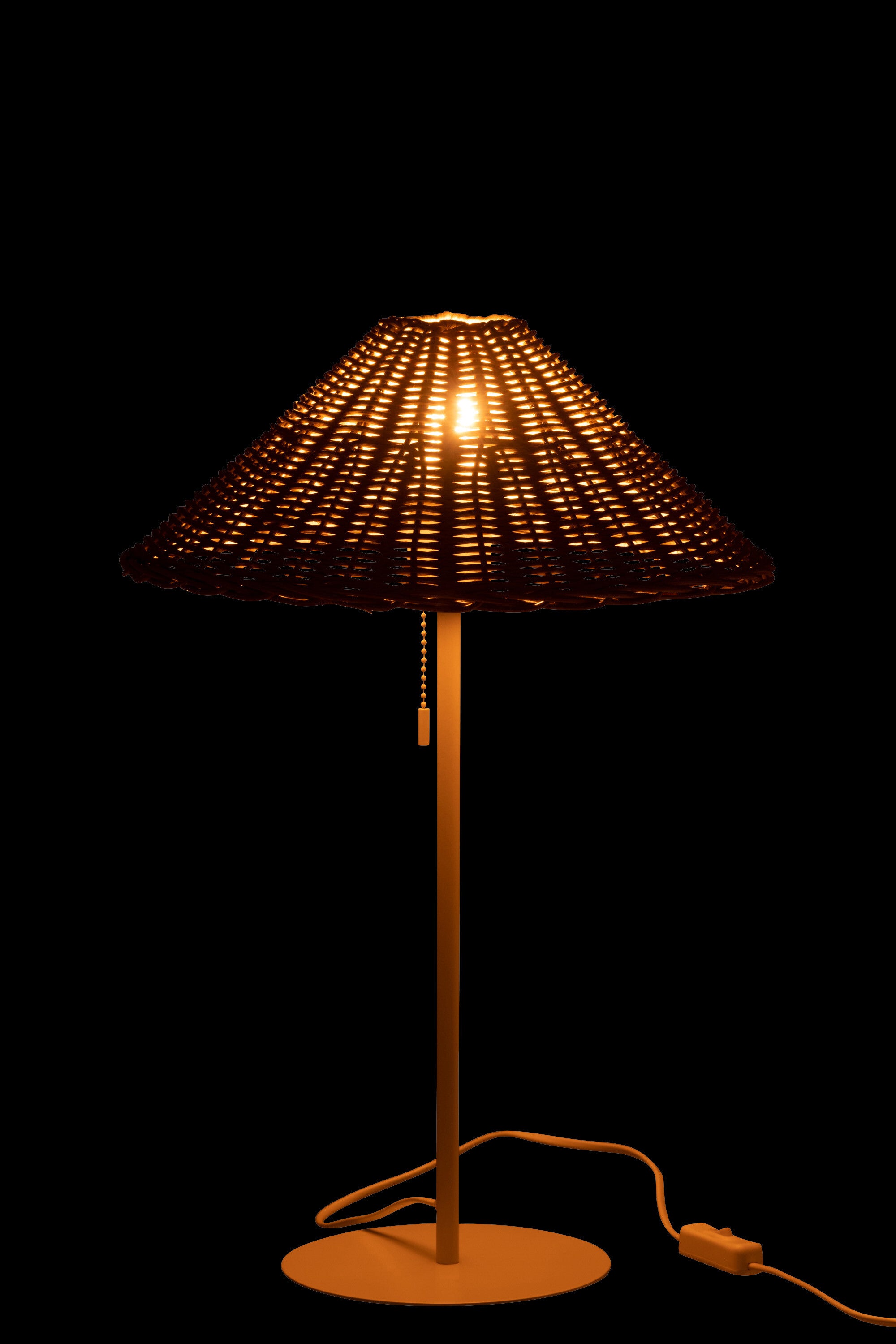 J-Line tafellamp - metaal/rotan - wit/naturel
