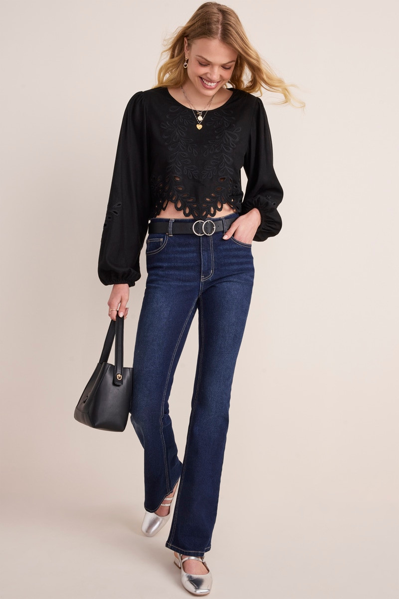 Mae Scallop Hem Embroidered Blouse