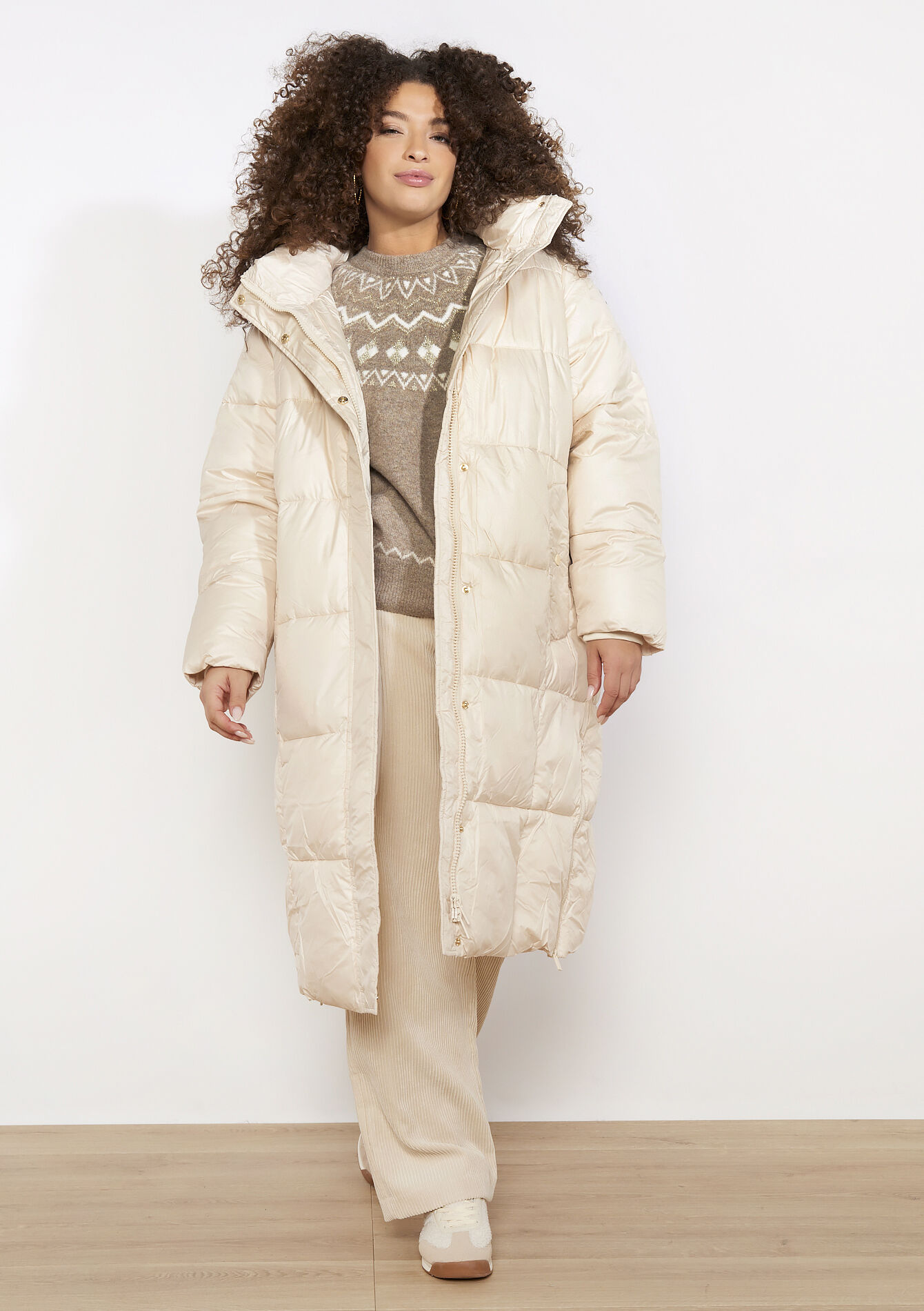 Lange gewatteerde jas